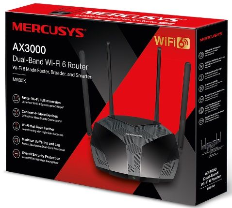 Маршрутизатор MERCUSYS MR80X AX3000, 3xGE LAN, 1xGE WAN