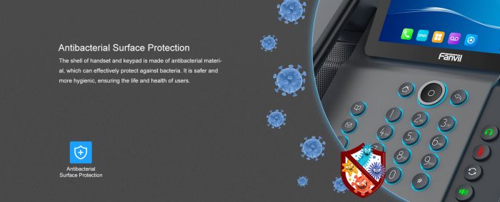 Телефон IP Fanvil V67 2xGE LAN, 1xUSB-A, BT, WiFi, SIP, VPN, PoE, 7" кольоровий екран, вбудована камера, Android