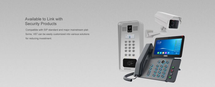 Телефон IP Fanvil V67 2xGE LAN, 1xUSB-A, BT, WiFi, SIP, VPN, PoE, 7" кольоровий екран, вбудована камера, Android