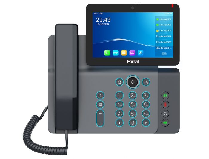 Телефон IP Fanvil V67 2xGE LAN, 1xUSB-A, BT, WiFi, SIP, VPN, PoE, 7" кольоровий екран, вбудована камера, Android