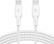 Кабель USB-C > USB-C заряджання/синхронізації Belkin 3м, 100Вт, Type-C, плетений, білий