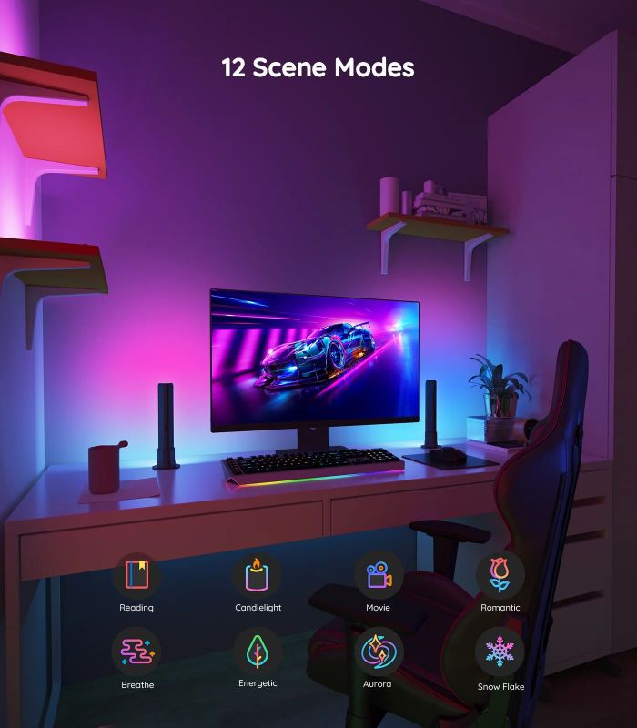 Набір підсвічування Govee H6056 Flow Plus Light Bars, RGBICWW, WI-FI/Bluetooth, чорний