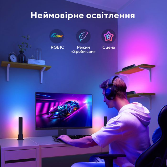 Набір підсвічування Govee H6056 Flow Plus Light Bars, RGBICWW, WI-FI/Bluetooth, чорний