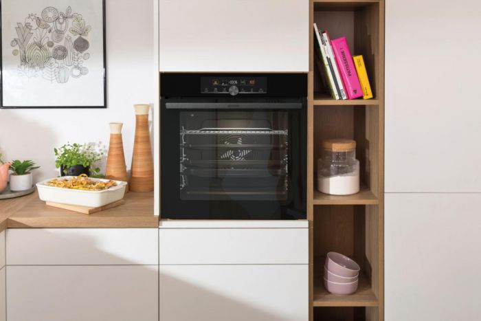 Шафа Gorenje духова електрична, 77л, дисплей, піроліз, A+, чорний