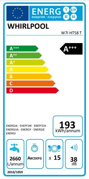 Посудомийна машина Whirlpool вбудована, 15компл., A+++, 60см, дисплей, 3й кошик, білий