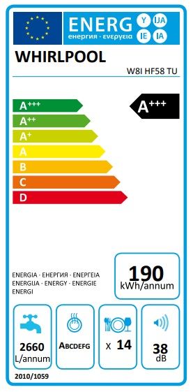 Посудомийна машина Whirlpool вбудована, 14компл., A+++, 60см, дисплей, 3й кошик, білий