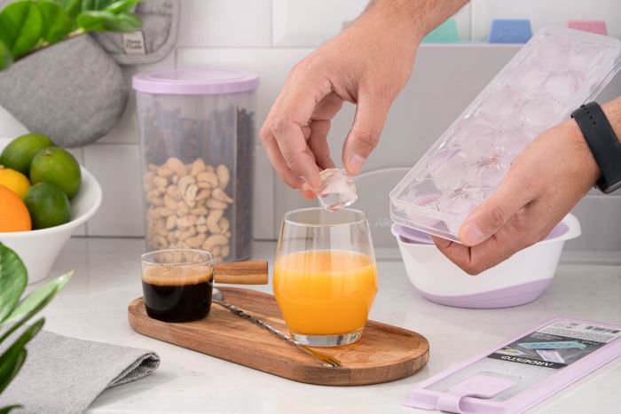 Форма для льоду з кришкою Ardesto Fresh Cylinder, 27х9.5х3.8см, силікон, пластик, ліловий