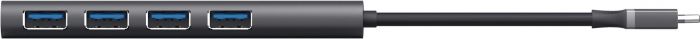 Хаб Trust Halyx USB-С > 4xUSB-А 3.2, Алюміній, 0.1м, Сірий
