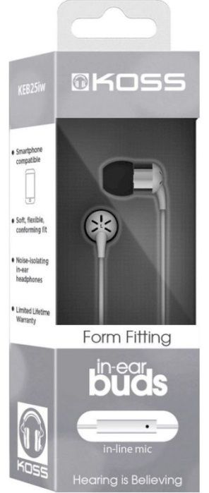 Навушники In-Ear Koss KEB25iW, 3.5 mini-jack, Mic Білий