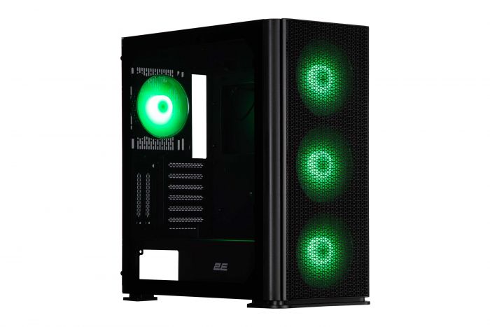 Корпус 2E GAMING Vertex GI01B без БЖ 2xUSB3.0, 1xUSBType-C, 3x140мм ARGB, 1x120мм ARGB, VGA 380мм, LCS ready, контролер з пультом, TG Side Panel, EATX, чорний