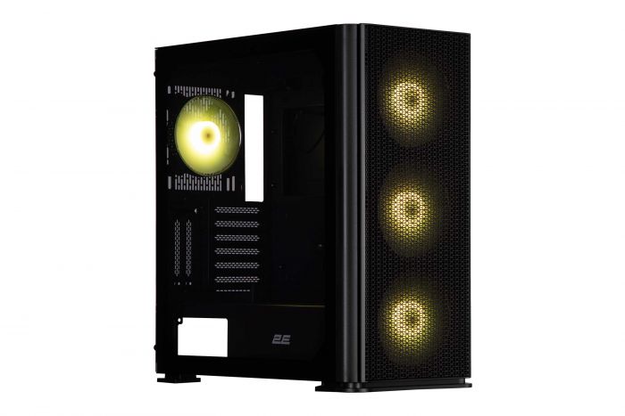Корпус 2E GAMING Vertex GI01B без БЖ 2xUSB3.0, 1xUSBType-C, 3x140мм ARGB, 1x120мм ARGB, VGA 380мм, LCS ready, контролер з пультом, TG Side Panel, EATX, чорний