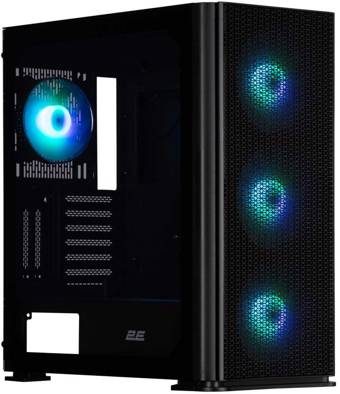 Корпус 2E GAMING Vertex GI01B без БЖ 2xUSB3.0, 1xUSBType-C, 3x140мм ARGB, 1x120мм ARGB, VGA 380мм, LCS ready, контролер з пультом, TG Side Panel, EATX, чорний