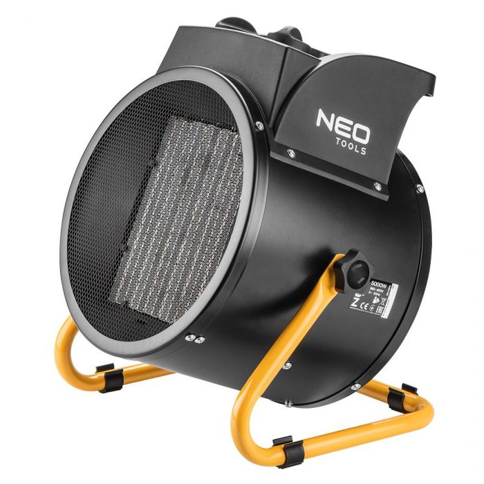Теплова гармата електрична Neo Tools, 5кВт, 80м кв, 588м куб/год, 380В, керамічний нагрів. елемент (PTC), чорний