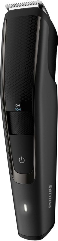 Тример Philips Beardtrimmer series 5000, для бороди і вусів, мережа+акум., насадок-2, чохол, сталь, чорний
