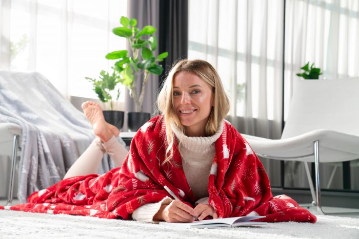 Плед Ardesto Christmas Flannel, 160х200см, 100% поліестер, гноми