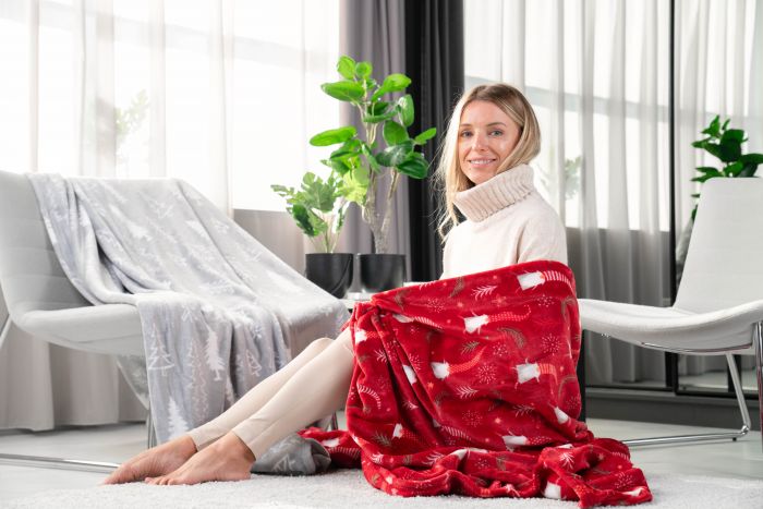 Плед Ardesto Christmas Flannel, 160х200см, 100% поліестер, гноми