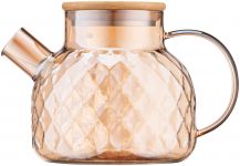 Заварник Ardesto Golden Moon Diamond, 1000мл, боросилікатне скло, бамбук, золотистий