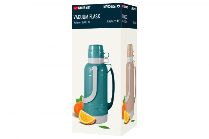 Термос Ardesto Gemini Gourmet, 3200мл, пластик, боросилікатне скло, сірий