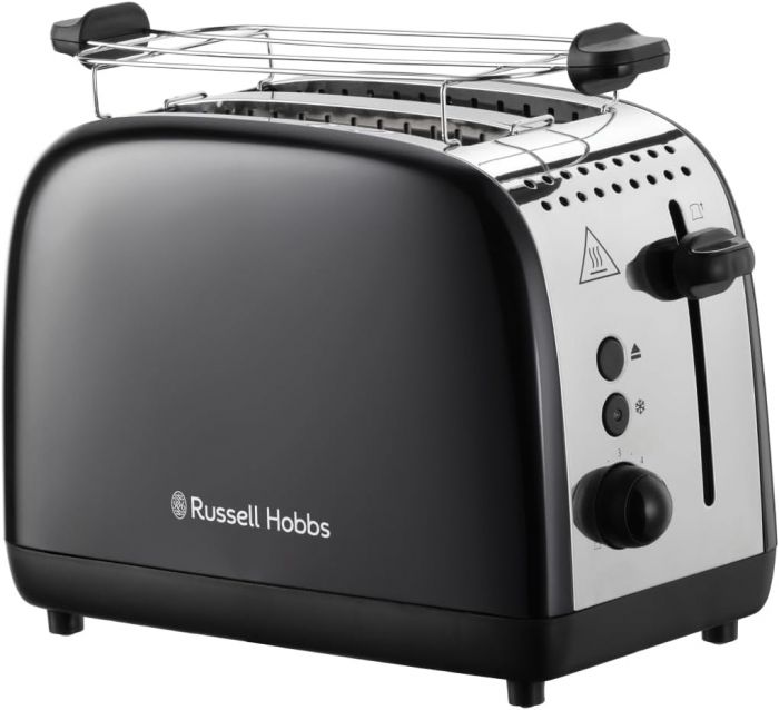 Тостер Russell Hobbs Colours Plus 1600Вт, підігрів, розморожування, метал., чорний