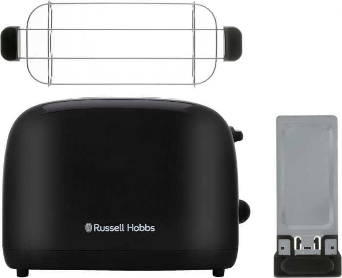 Тостер Russell Hobbs Colours Plus 1600Вт, підігрів, розморожування, метал., чорний