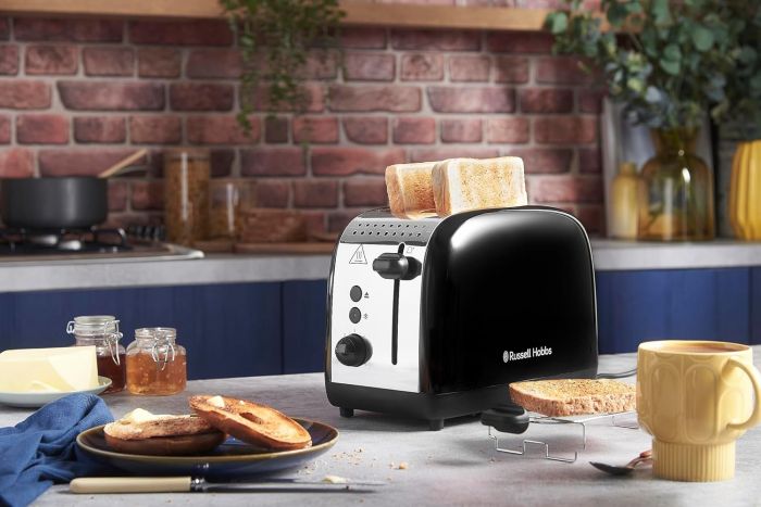 Тостер Russell Hobbs Colours Plus 1600Вт, підігрів, розморожування, метал., чорний