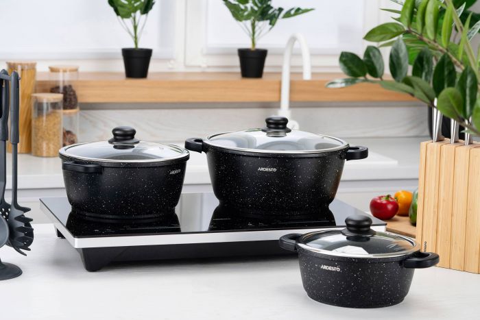 Каструля зі скляною кришкою Ardesto Gemini Anzio, 4.4л, алюміній, чорний