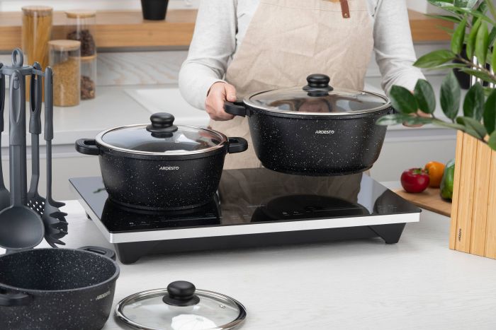 Каструля зі скляною кришкою Ardesto Gemini Anzio, 4.4л, алюміній, чорний