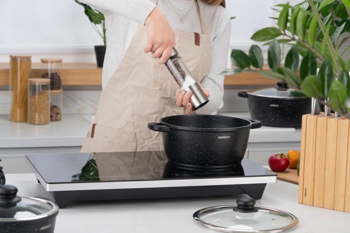 Каструля зі скляною кришкою Ardesto Gemini Anzio, 4.4л, алюміній, чорний