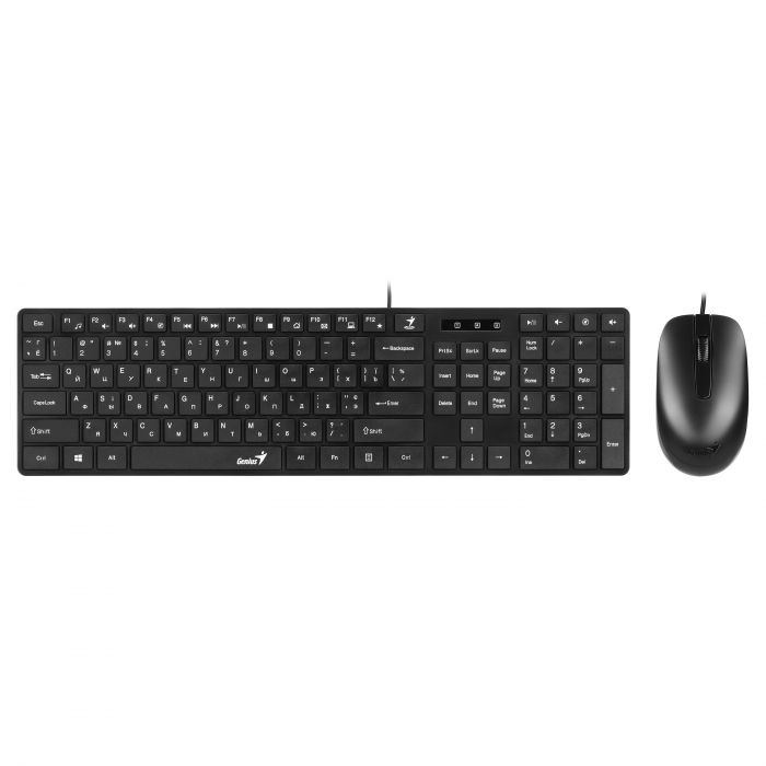 Комплект клавіатура та миша Genius SlimStar C-126, EN/UKR/RU, чорний