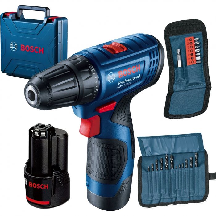 Шурупокрут-дриль акумуляторний Bosch GSR 120-LI 12В 2х2А·год 14·30Нм 0-400·0-1500об·хв 2.5кг