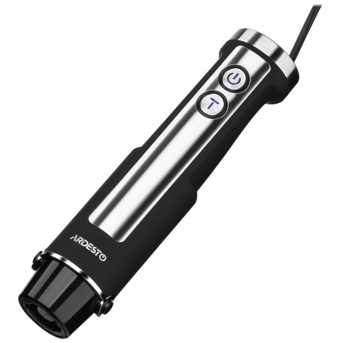 Блендер Ardesto заглибний 1000Вт, 3в1, чаша-600мл, чопер-500мл, насадка для пюре, чорно-сріблястий