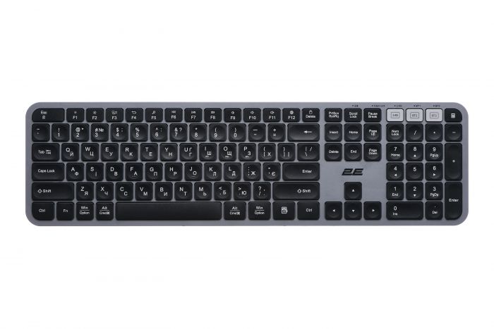 Комплект клавіатура та миша 2E MK440 WL/BT, EN/UK, сіро-чорний