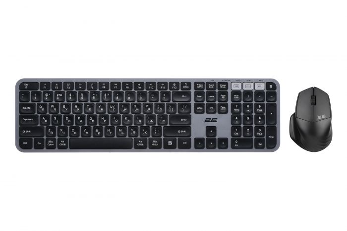 Комплект клавіатура та миша 2E MK440 WL/BT, EN/UK, сіро-чорний