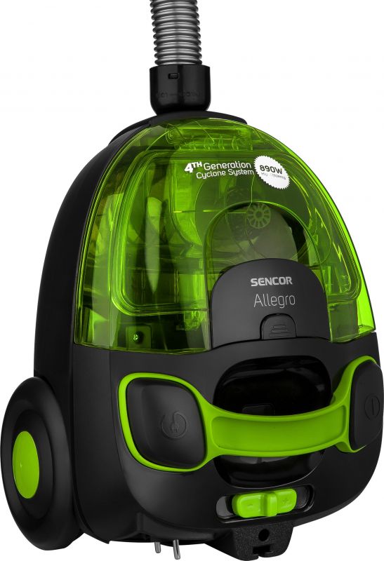 Пилосос Sencor контейнерний Allegro, 890Вт, конт пил -1.5л, НЕРА, чорно-зелений