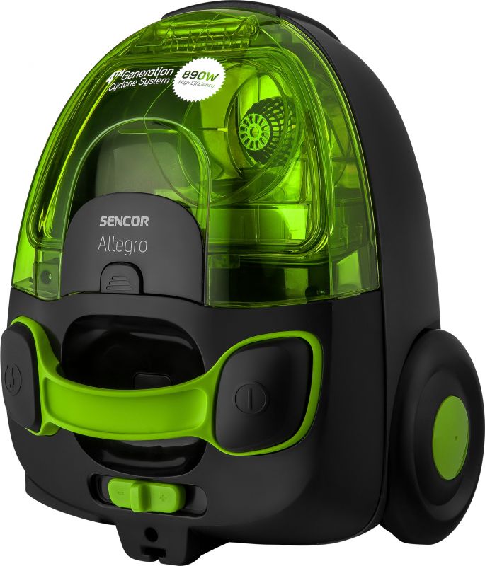 Пилосос Sencor контейнерний Allegro, 890Вт, конт пил -1.5л, НЕРА, чорно-зелений