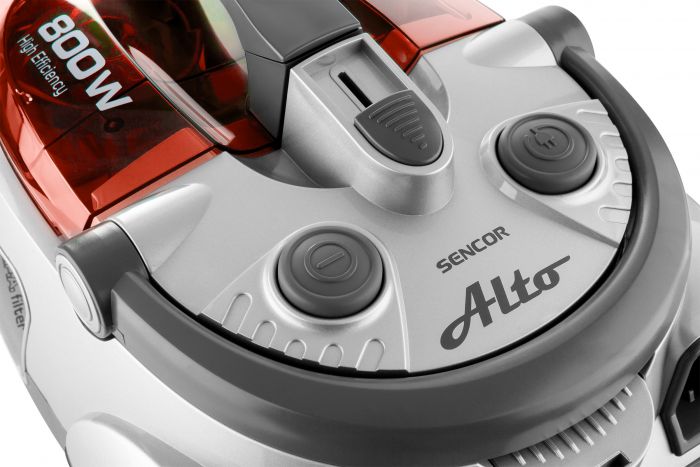 Пилосос Sencor контейнерний Alto, 800Вт, конт пил -1.5л, НЕРА, червоно-сірий