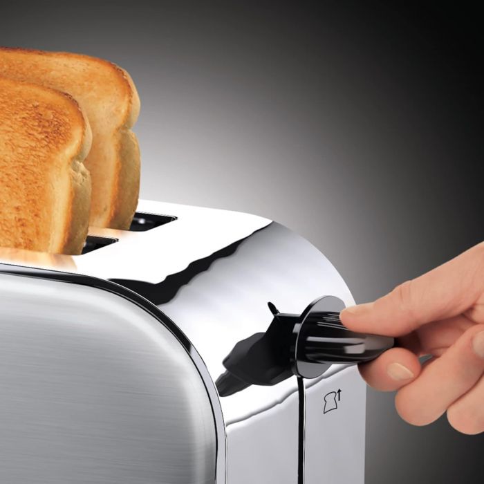 Тостер Russell Hobbs Oxford 1600Вт, довгі слоти на 4 тости, метал, сріблястий