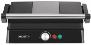 Гриль Ardesto прижимний 1800Вт, розкриття на 180°, чорно-сріблястий