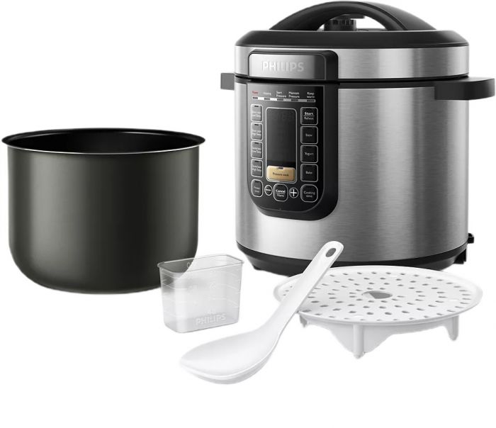 Мультиварка Philips Viva Collection 1300Вт, чаша-6л, електр. керування , 15 авто. програм, нержав.сталь, пластик, чорний