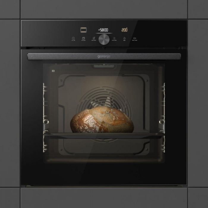 Духова шафа Gorenje електрична, 77л, A+, пара, дисплей, IconTouch, чорний