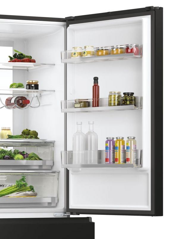 Холодильник Haier багатодверний, 200.6x70х67.5, холод.відд.-343л, мороз.відд.-140л, 3дв., А++, NF, інв., дисплей, зона нульова, чорний