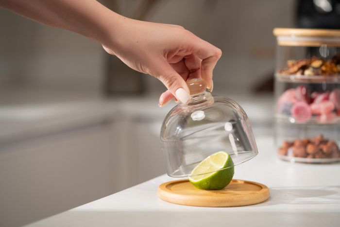 Блюдо з кришкою ARDESTO, 12см, бамбук, скло, прозорий