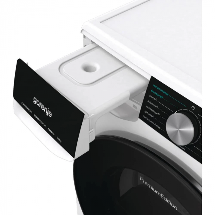 Сушильна машина Gorenje тепловий насос, 9кг, A++, 60см, дисплей, 15 програм, підсвітка барабану, білий
