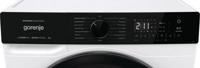 Пральна машина Gorenje фронтальна, 7кг, 1400, A+++, 47см, дисплей, пар, інвертор, білий