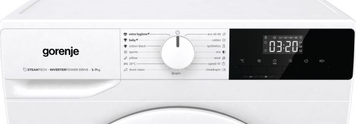 Пральна машина Gorenje фронтальна, 7кг, 1200, A+++, 43,5см, дисплей, пара, інвертор, білий