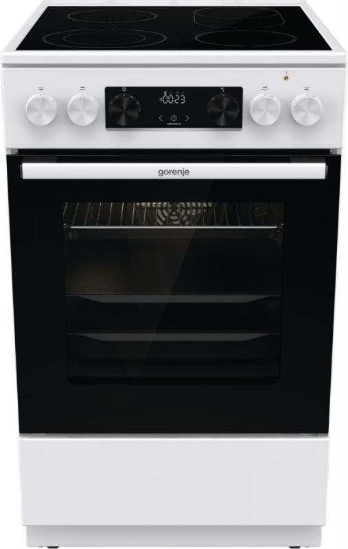 Плита Gorenje електрична склокерамічна, 70л, 60x60см, дисплей, приготування з паром, програматор, білий
