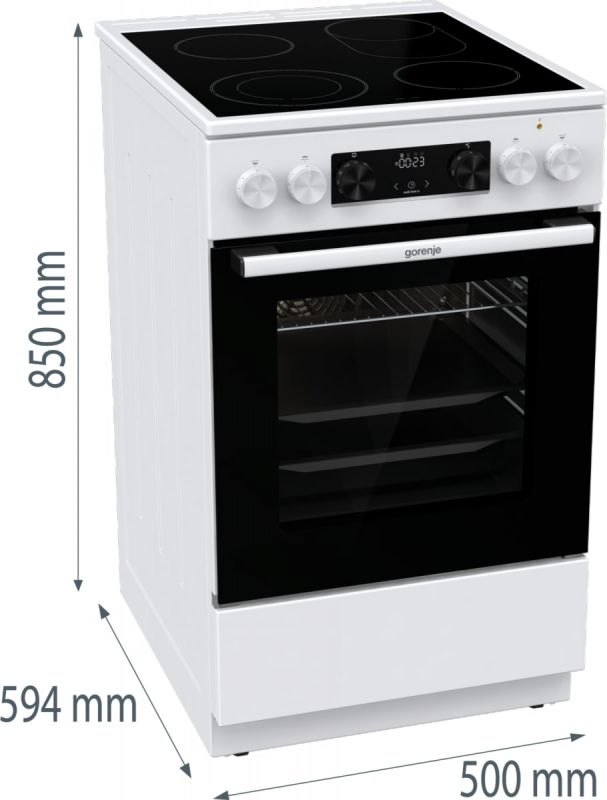 Плита Gorenje електрична склокерамічна, 70л, 60x60см, дисплей, приготування з паром, програматор, білий