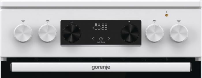 Плита Gorenje електрична склокерамічна, 70л, 60x60см, дисплей, приготування з паром, програматор, білий