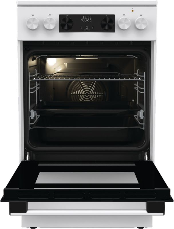 Плита Gorenje електрична склокерамічна, 70л, 60x60см, дисплей, приготування з паром, програматор, білий