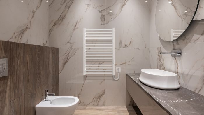 Рушникосушка Hygge Family електрична Derby, 770х530х80мм, таймер-регулятор, сталь, білий матовий